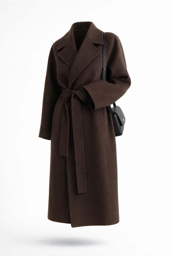 Shulamit - Eleganter Langarm Mantel Mit Gürtel