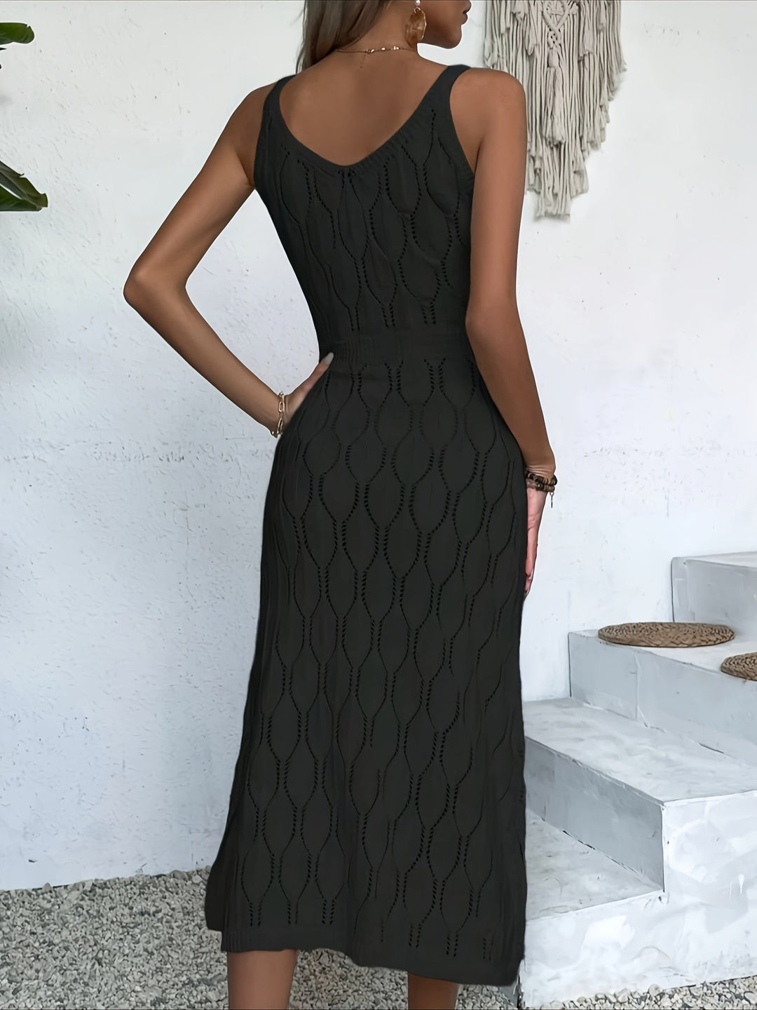 Luciana - Ärmelloses Langes Strickkleid Im Mantelstil