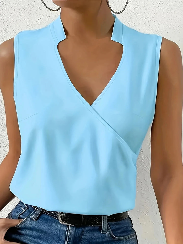 Cebulska – Elegante Ärmellos Surplice Bluse