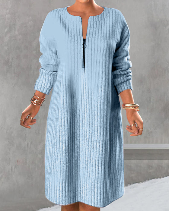 Nalea - Einfarbiges Kleid Mit Reissverschluss