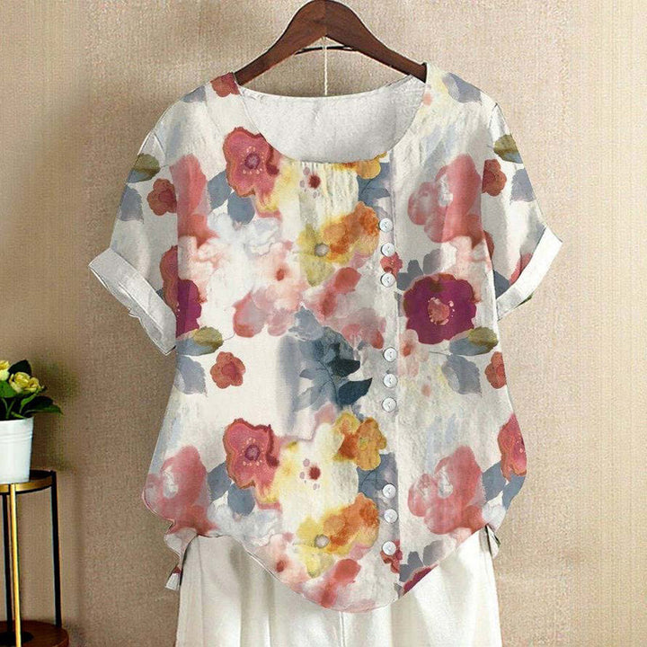 Zendaya – Lässige Bluse Mit Blumenmuster Und Knöpfen