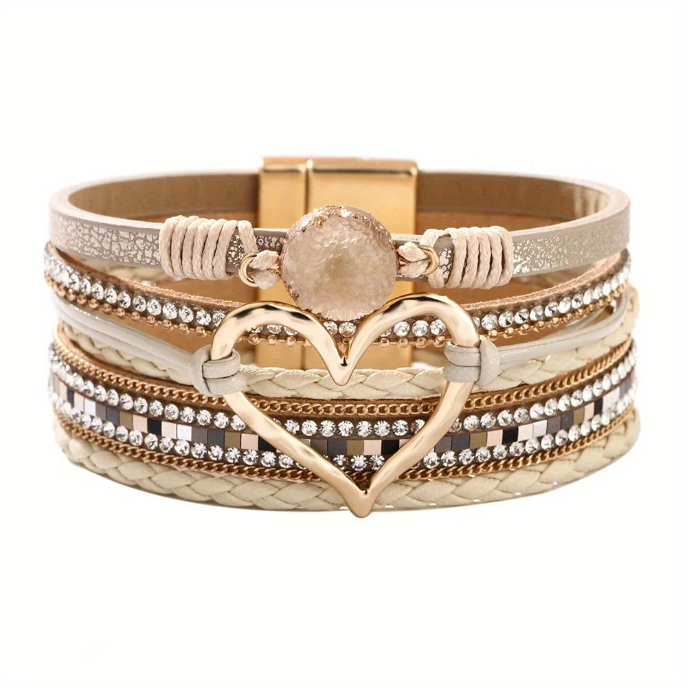 Joely - Mehrlagiges Leder Armband Mit Herz Gestaltung
