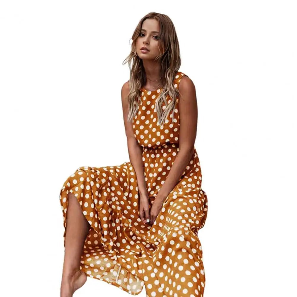 Laressa - Boho Polka Punkt Midikleid