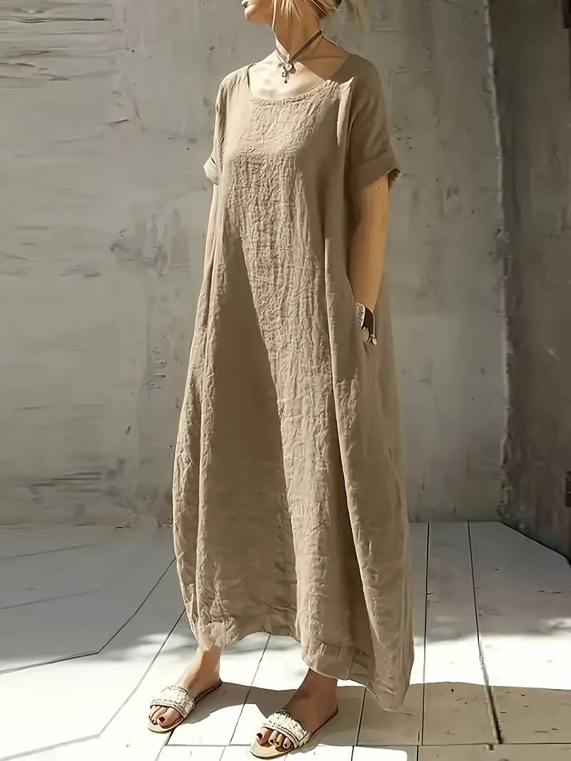 Anuradhi - Lässiges Langes Kleid Mit Weiten Ärmeln