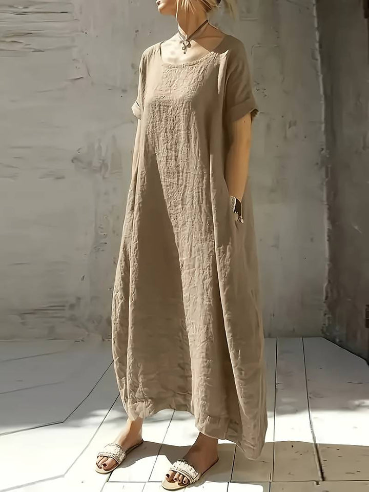 Anuradhi - Lässiges Langes Kleid Mit Weiten Ärmeln