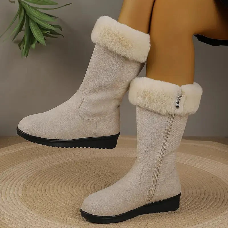 Neah - Warmer Langer Stiefel Mit Reißverschluss
