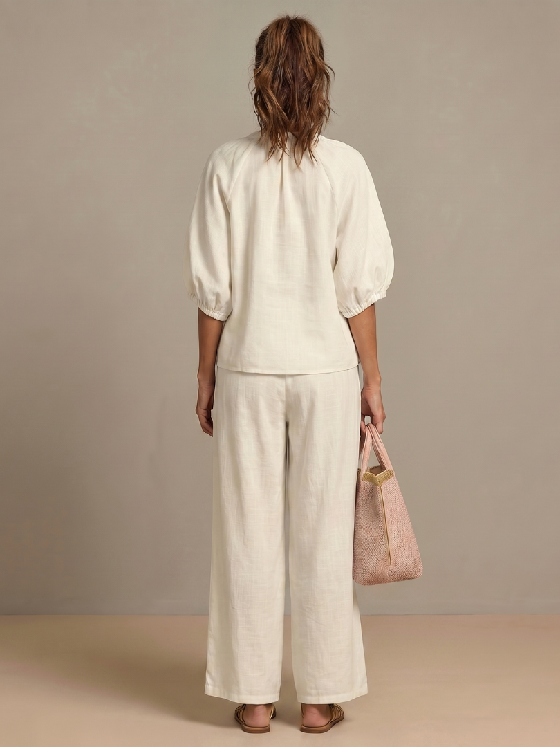 Sharina - Set Aus Bluse Mit Reißverschluss Und Hose Mit Weitem Bein