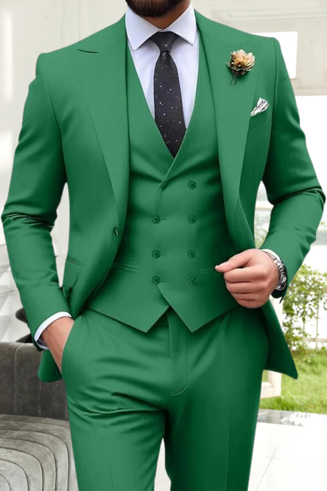 Gremist - Spitze Revers Slim Fit 3-Teilige Anzüge