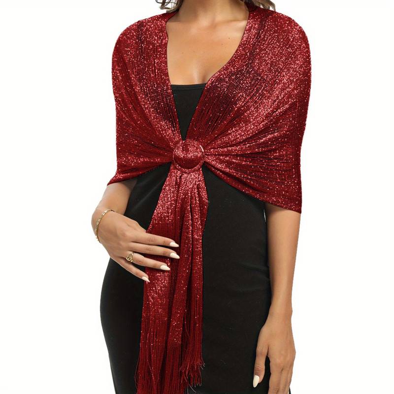 Shoshana - Elegante Dekorative Schal Spitze Mit Quaste Und Metallischen Schals