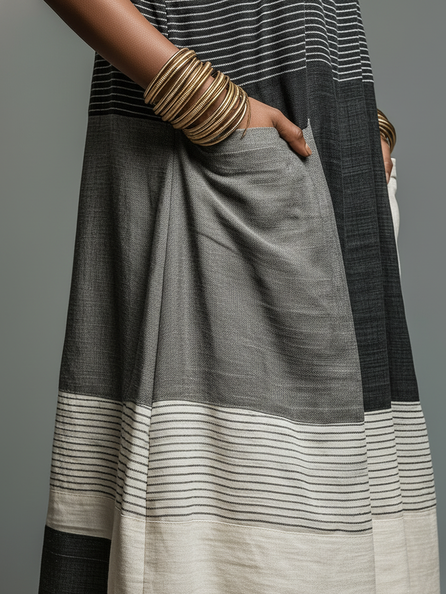 Jynnie – Ärmelloses, Gestreiftes Maxikleid