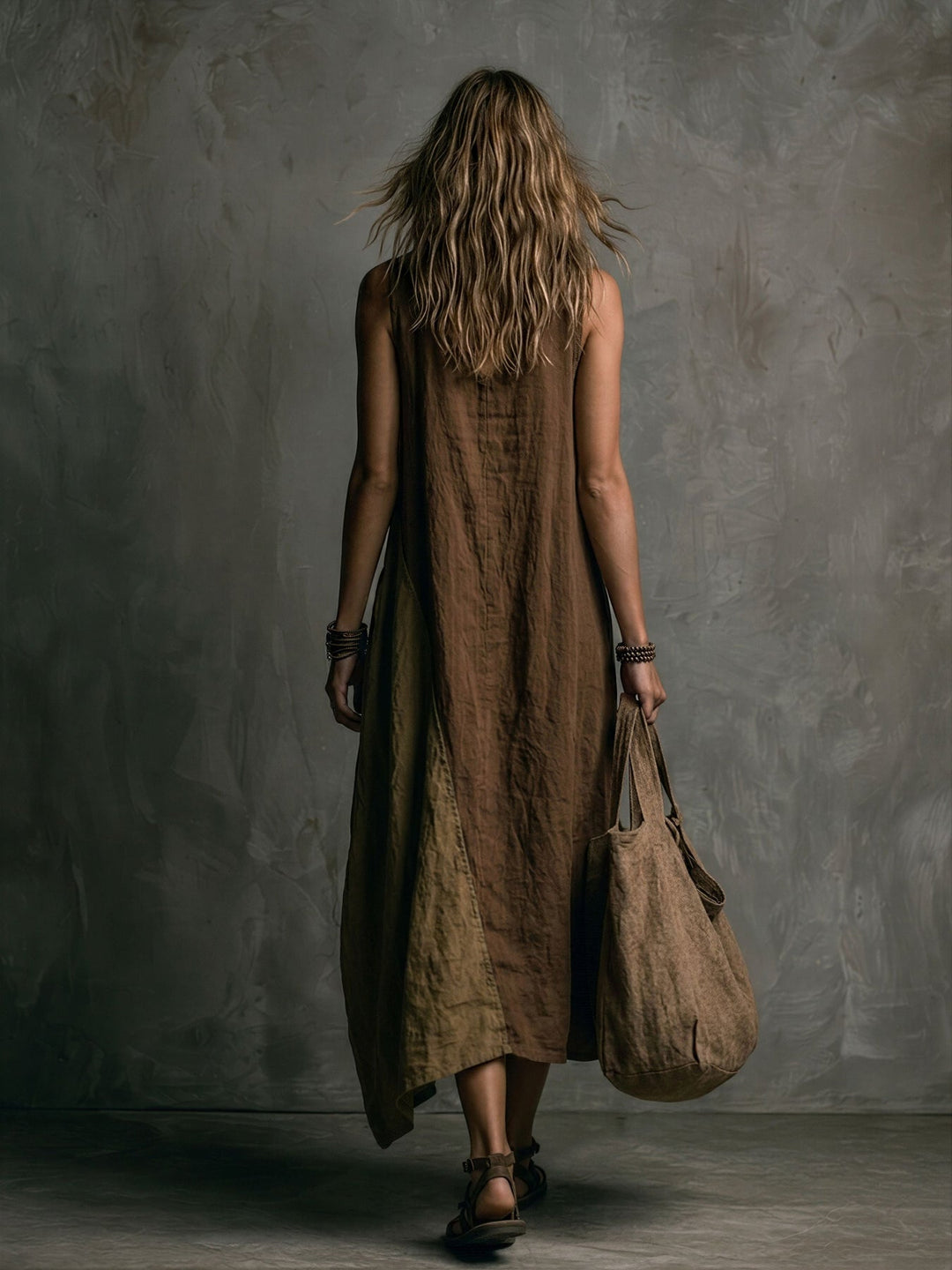 Tylissa – Langes, Asymmetrisches Patchwork-Kleid