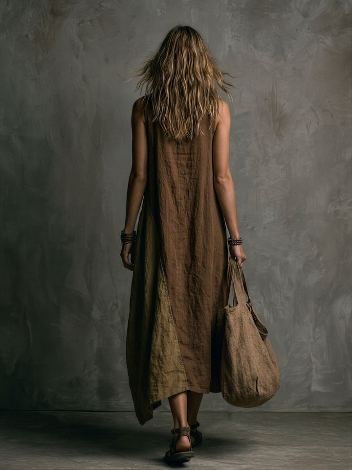 Tylissa – Langes, Asymmetrisches Patchwork-Kleid