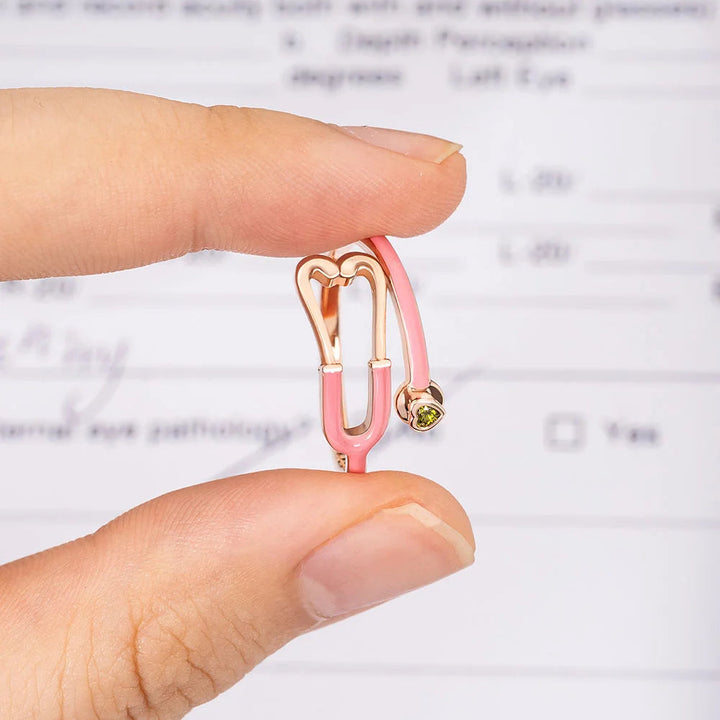 Caitleen – Stethoskop Ring Mit Herz Geburtsstein