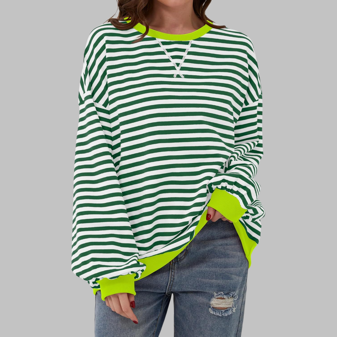 Melorna – Stilvoller Langärmeliger Gestreifter Pullover