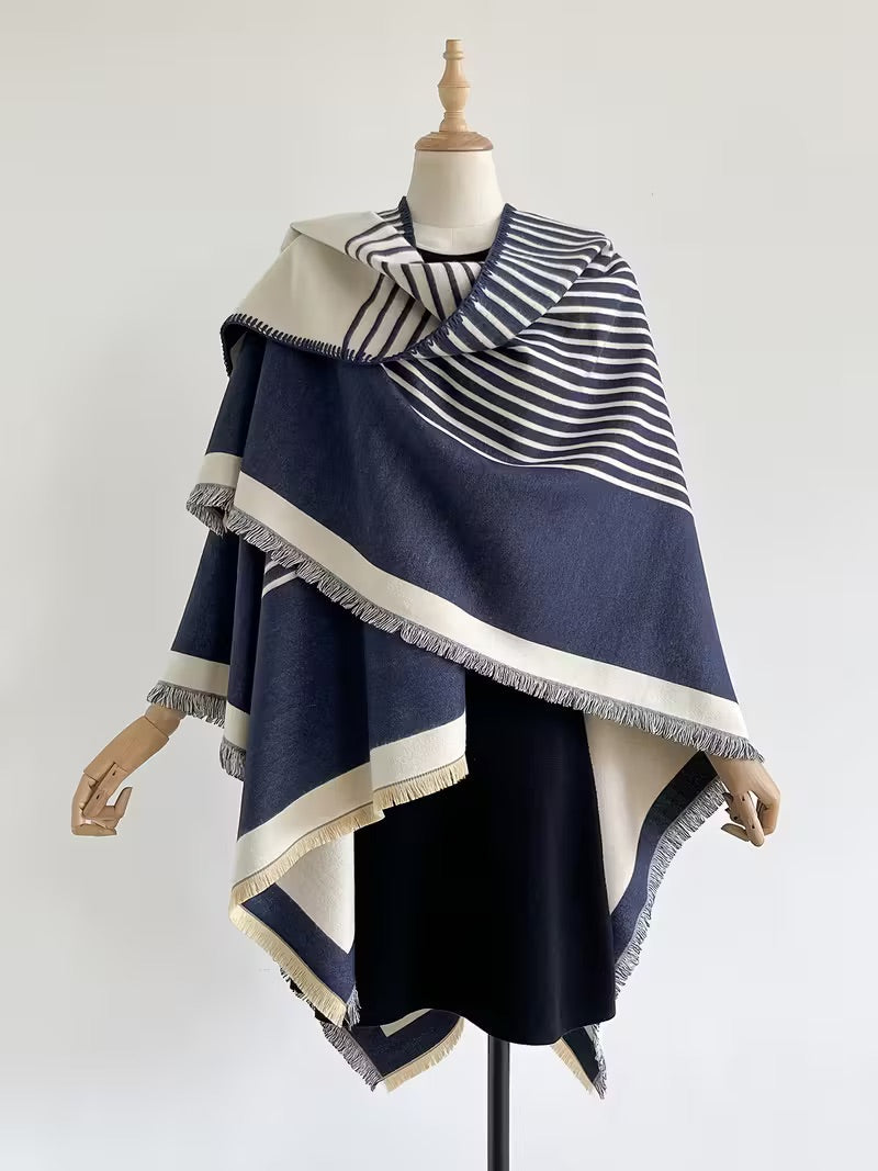 Taisija – Wendbarer Gestreifter Jacquard Schal Aus Kunstkaschmir