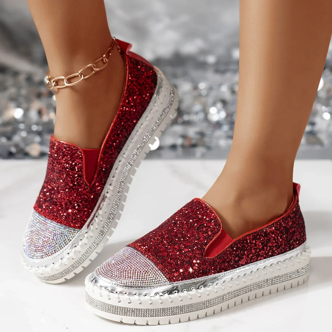 Lizka – Plateau Loafer Mit Glitzer Und Strass