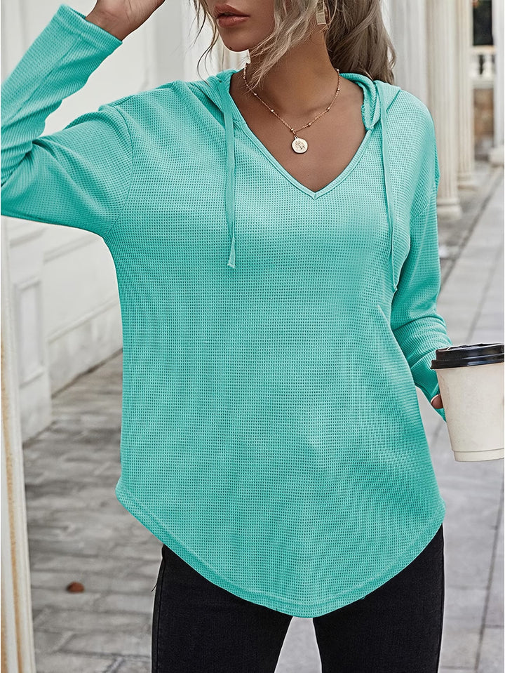 Seonie – Langarm Kapuzenpulli Mit V-ausschnitt