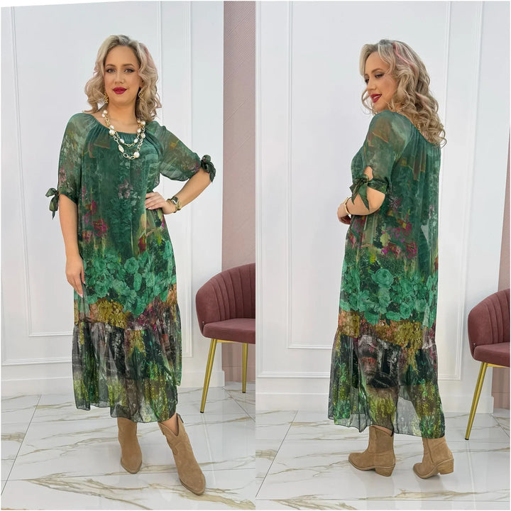 Akarsha - Elegantes Kleid Mit Kurzen Ärmeln
