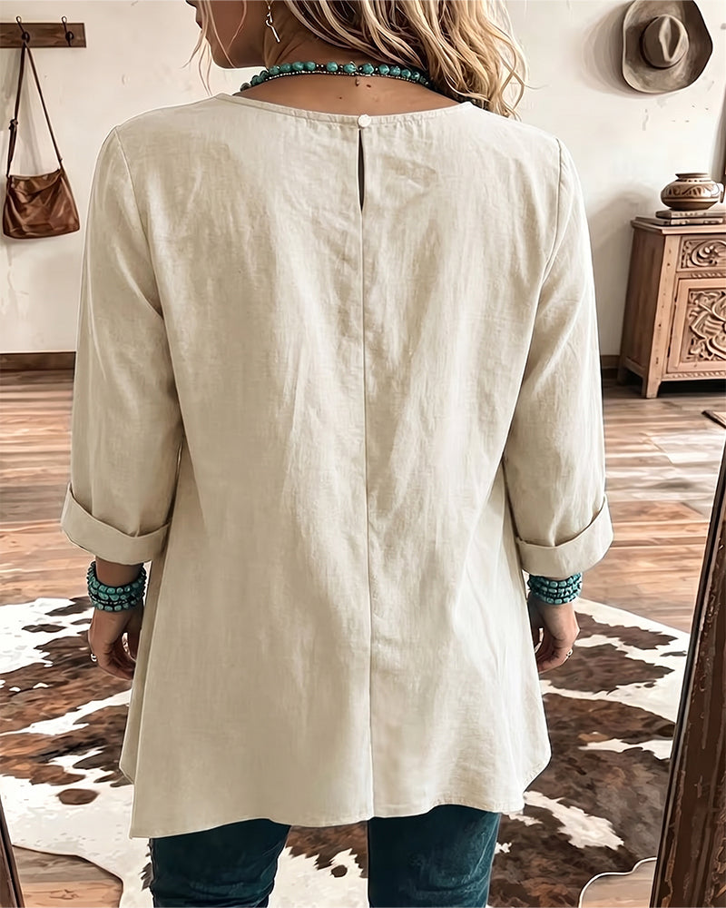 Taireen – Tunika Bluse im Boho Stil Mit Falten