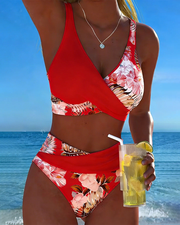 Hinari – Bikini Set Mit Blumenmuster Und Hoher Taille