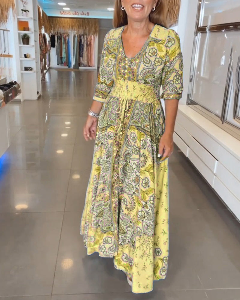 Taylor - Kleid mit 3/4-Ärmeln und V-Ausschnitt