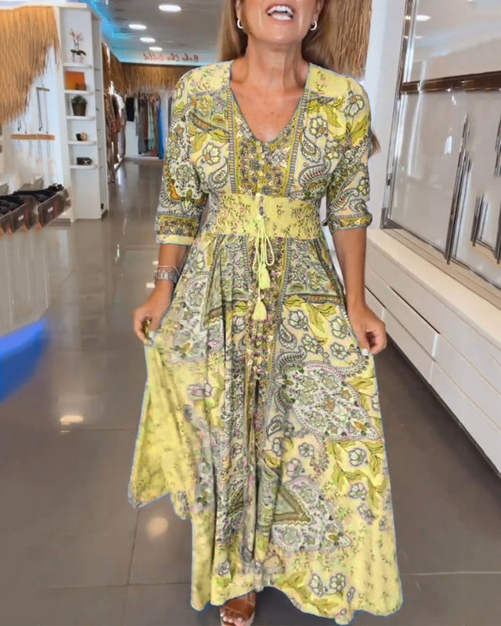 Taylor - Kleid mit 3/4-Ärmeln und V-Ausschnitt