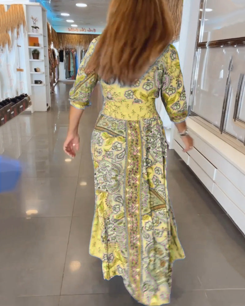 Taylor - Kleid mit 3/4-Ärmeln und V-Ausschnitt