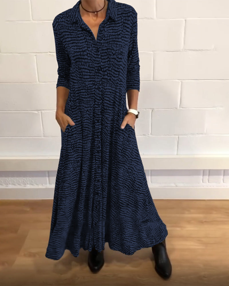 Mathea – Langärmliges Maxikleid Mit Taschen