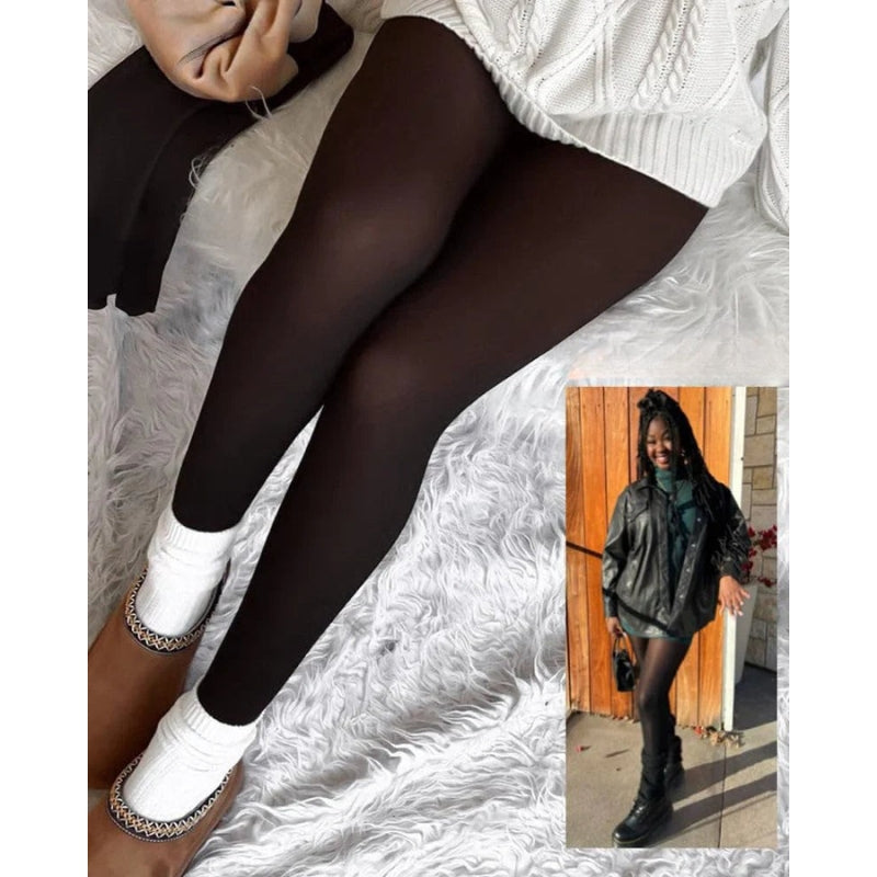 Valesia – Fleecegefütterte Durchscheinende Strumpfhose