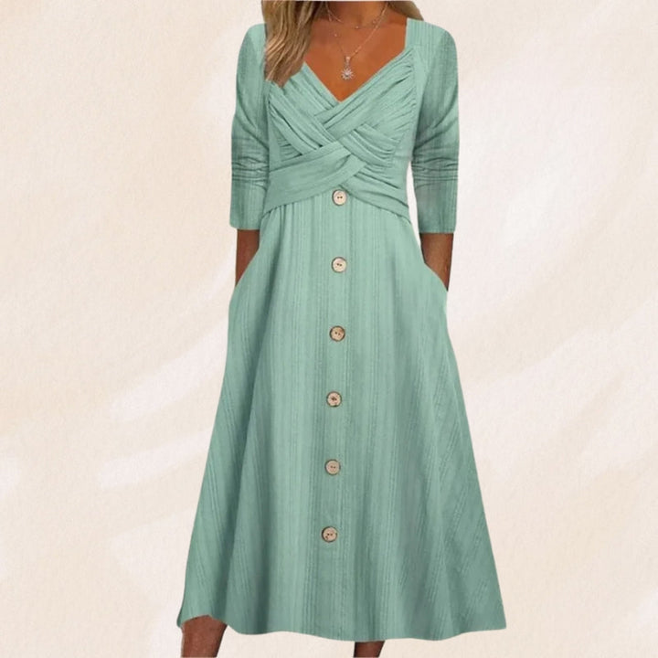 Anouk - Elegantes und Schlank Machendes Kleid mit Knöpfen