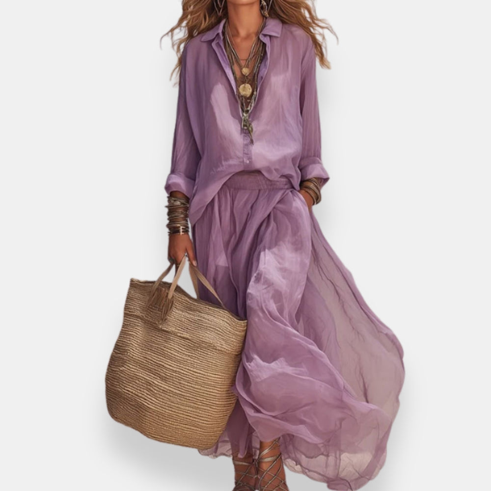 Luena – Set Aus Bluse Und Langem Faltenrock