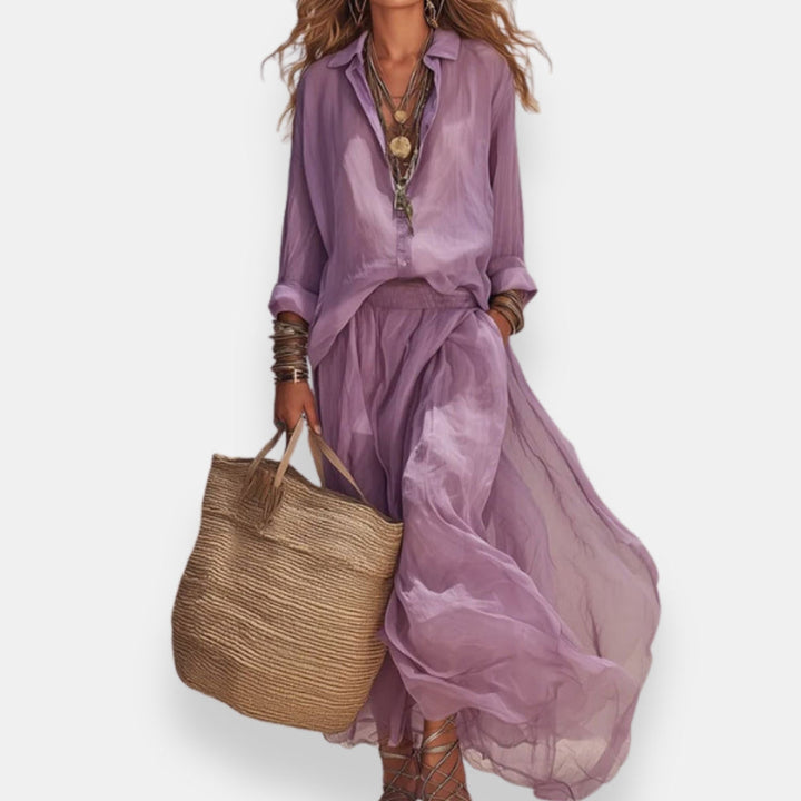 Luena – Set Aus Bluse Und Langem Faltenrock