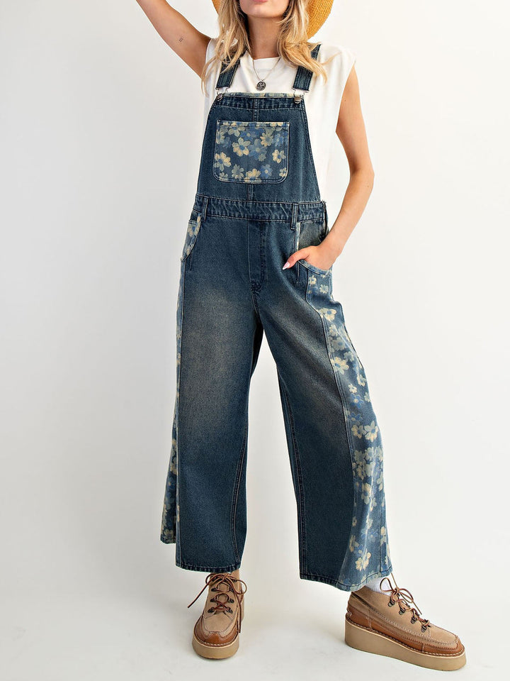 Yalita – Jeanslatzhose mit Blumenmuster