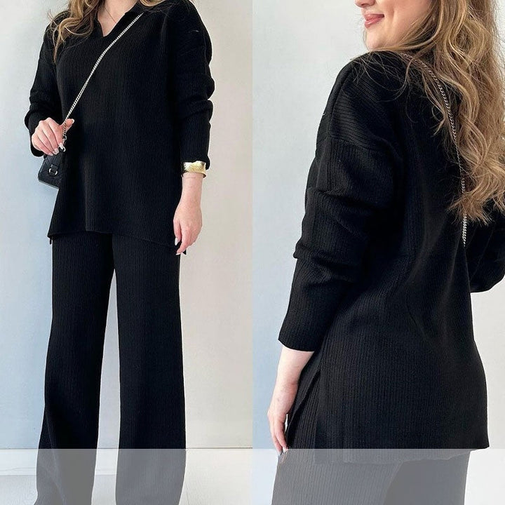 Alyana – Geripptes Gestricktes Zweiteiliges Lounge Set