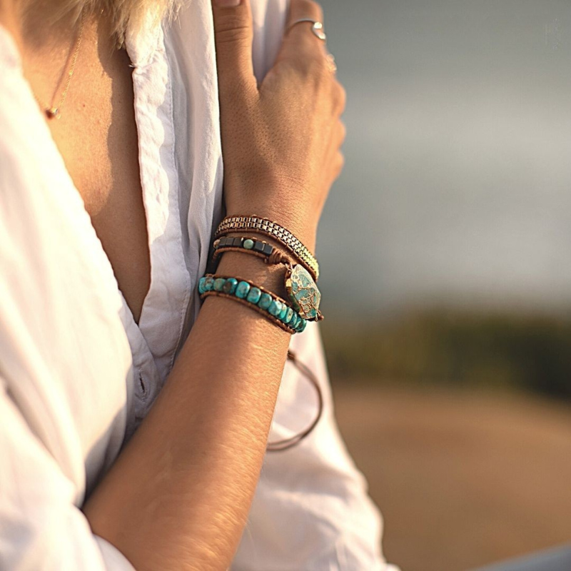Natilda – Heilendes Wickelarmband aus Türkis und Jaspis