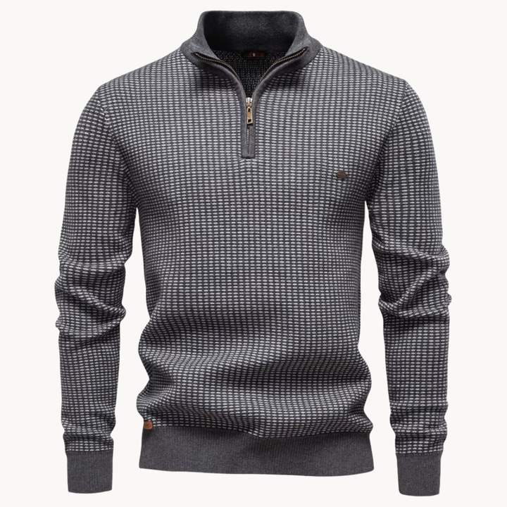 Limman – Pullover Aus Jacquard-Strick Mit Halbem Reißverschluss
