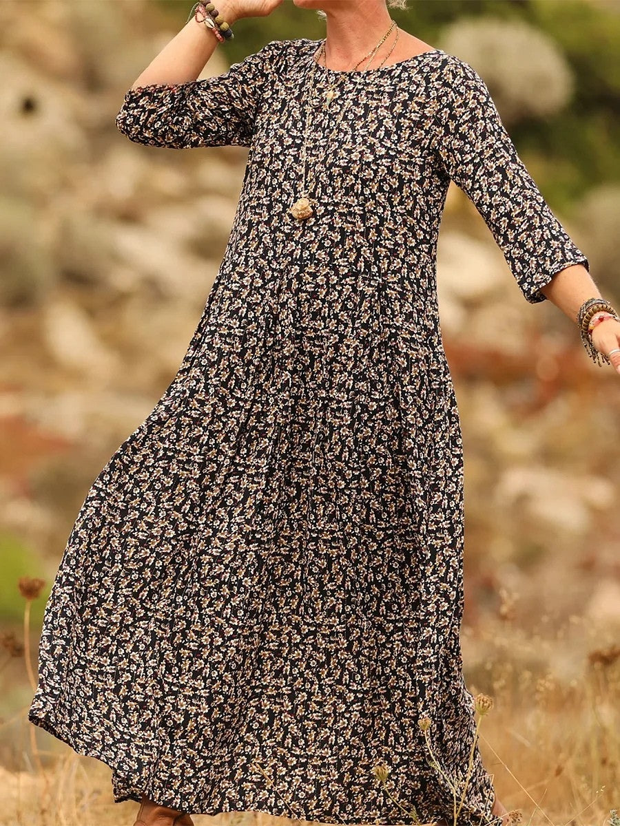 Noellaa – Bequemes Plissee-Kleid aus Baumwolle Und Leinen