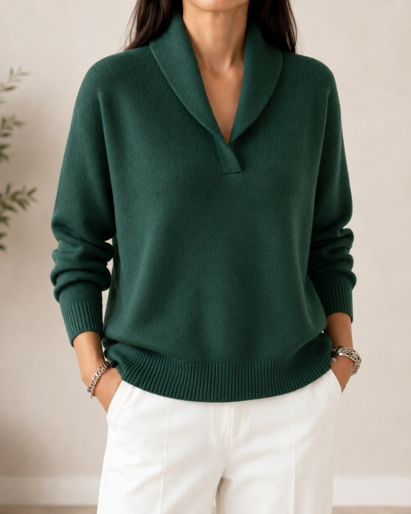 Samilla – Langarmpullover Mit V-ausschnitt