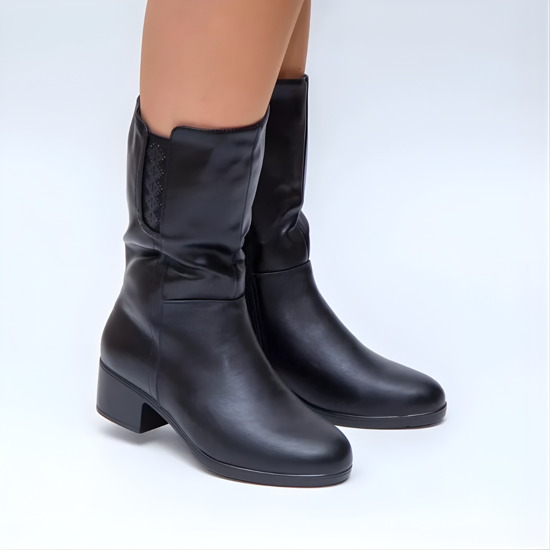Hodaya - Eleganter Halbhoher Stiefel Mit Seitlichem Reißverschluss