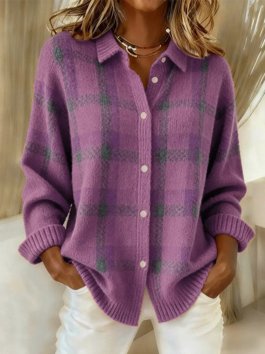 Ratri – Strickcardigan mit Knöpfen im Karomuster