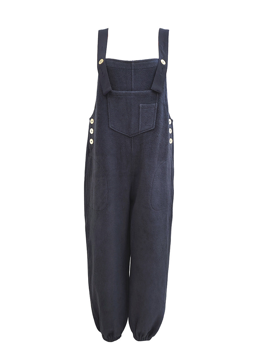 Clarice - Lose Passform Distressed Denim Latzhose