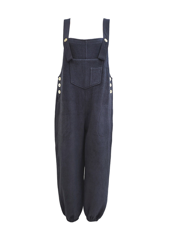 Clarice - Lose Passform Distressed Denim Latzhose
