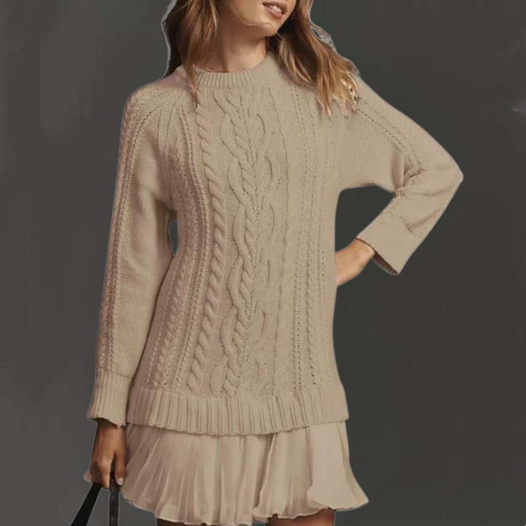 Kalena – Mini Strick Kleid Mit Zopfmuster