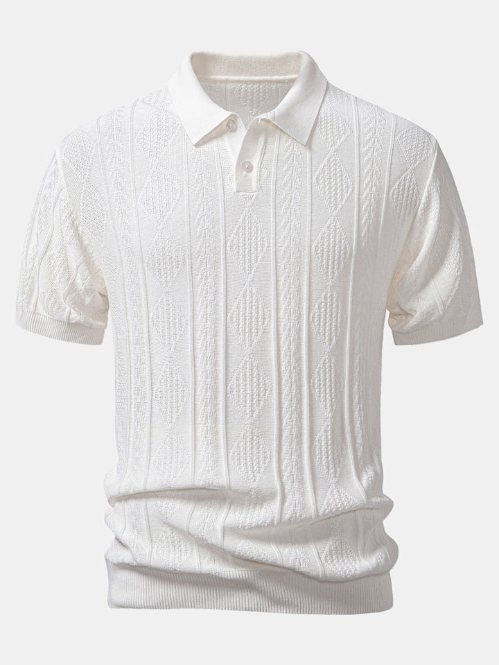 Henson – Geometrisches Jacquard Strick Polo Hemd & Schmal geschnitten Hose