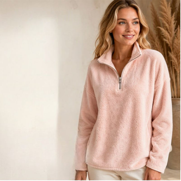 Akino – Fleece Pullover mit Halbem Reißverschluss Und Kragen