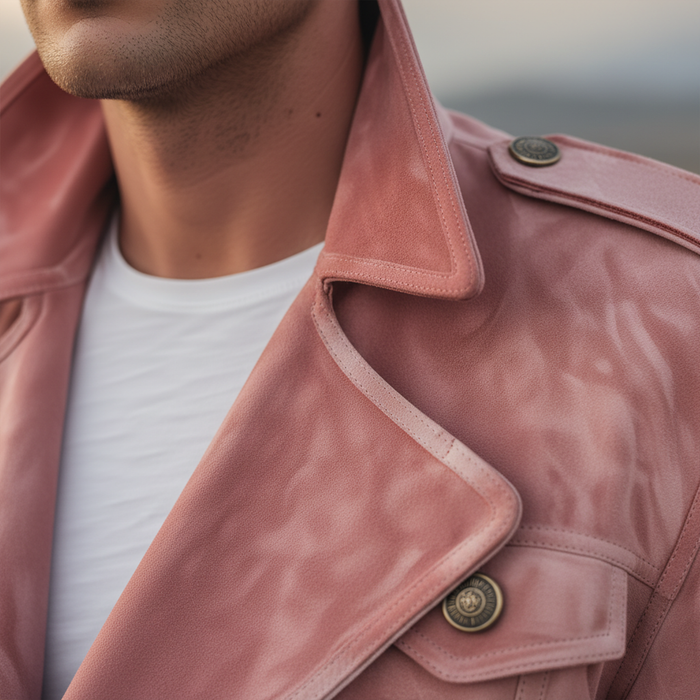 Momonosuke - Klassische Retro Jacke im Westernstil Mit Revers Und Doppelter Knopfleiste Aus Wildleder