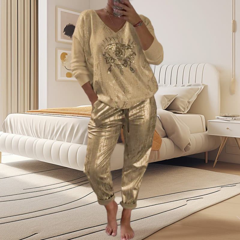 Ashley - Top und Der Teufel Auge Pailletten Hose