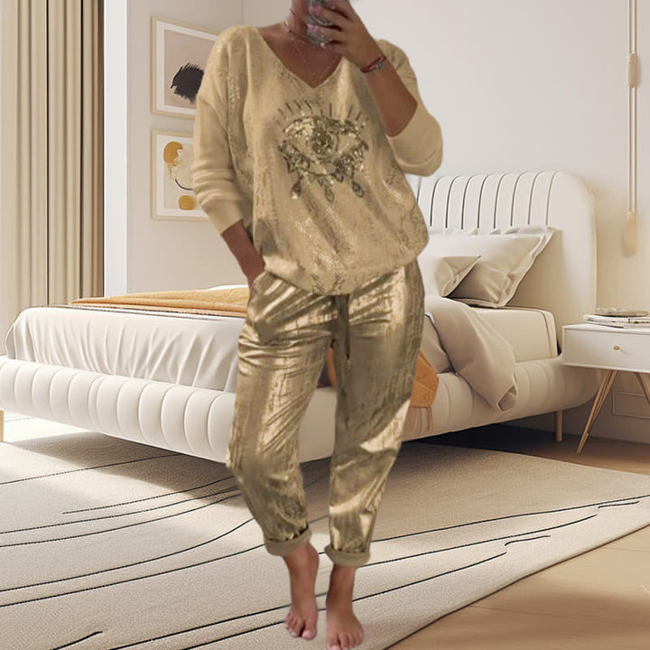 Ashley - Top und Der Teufel Auge Pailletten Hose