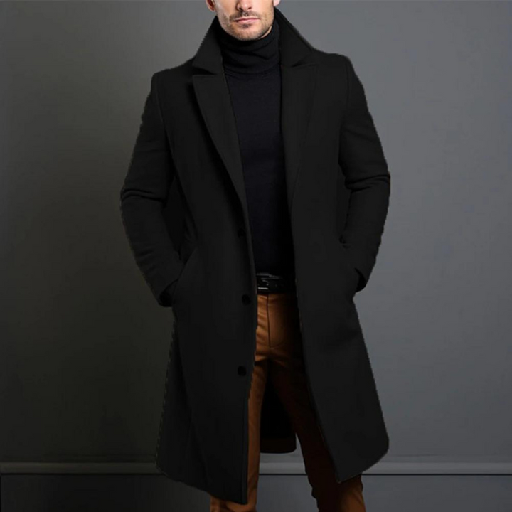 Laurens – Langärmeliger Wollmantel Mit Taschen