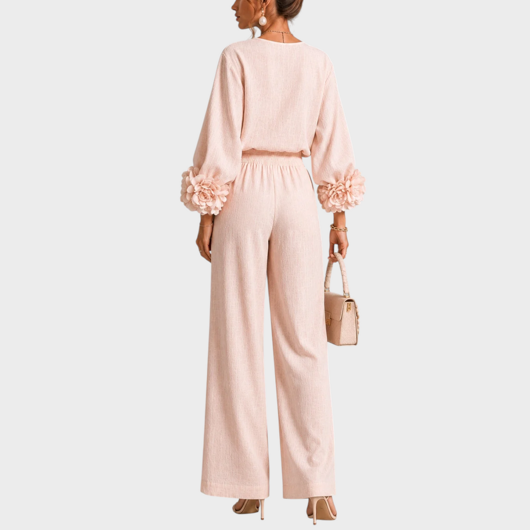 Mersada – Set Aus Langärmeligem Oberteil mit Blumenmuster Und Weit Geschnittener Hose
